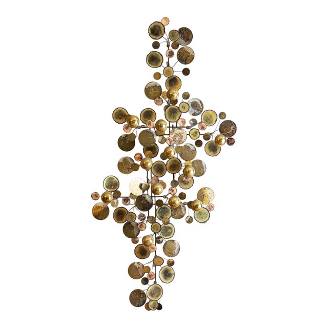 Vintage C. Jeré Raindrops Brass and Copper Wall Sculpture For Sale