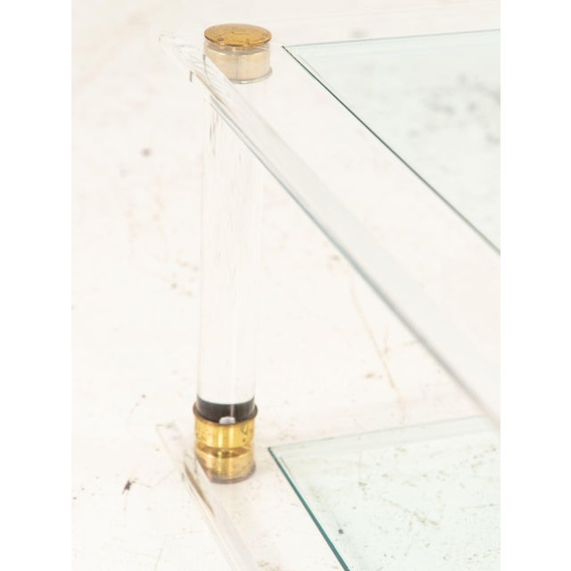 Lucite, Glass, and Brass Cocktail Table, 1970s For Sale In New York - Image 6 of 8