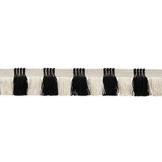 Sample - Schumacher Juno Fringe in Black & Ivory For Sale