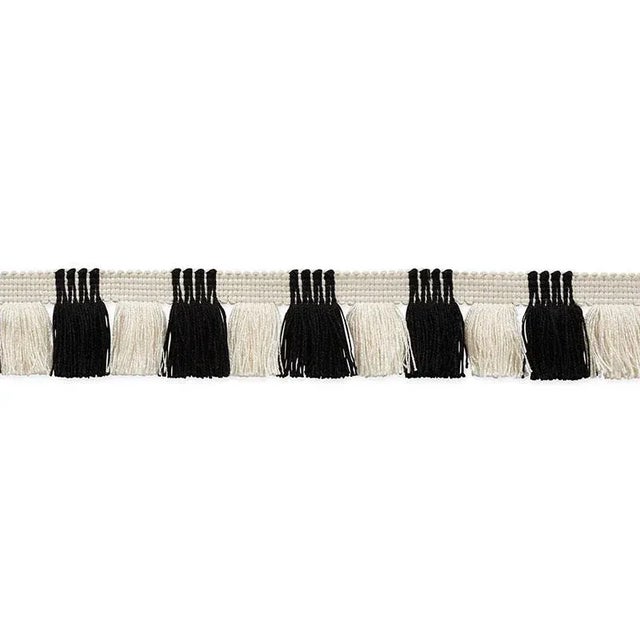 Sample - Schumacher Juno Fringe in Black & Ivory For Sale