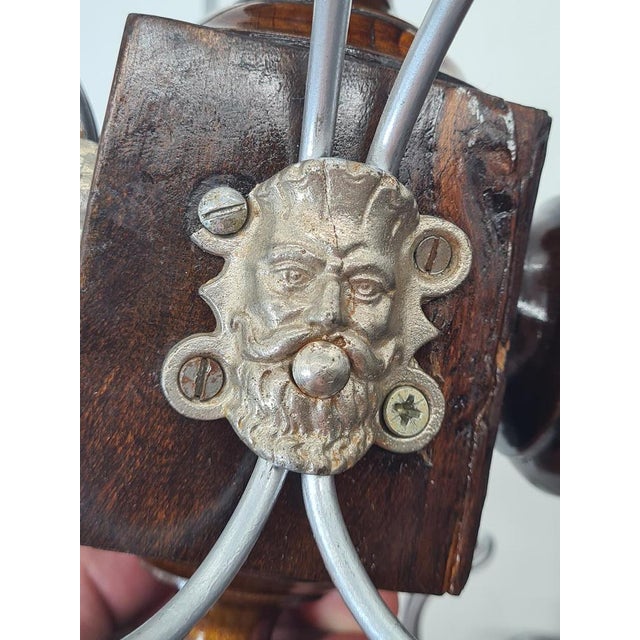 Brown Antique Wall Hook in Wood and Metal, 1890s For Sale - Image 8 of 12