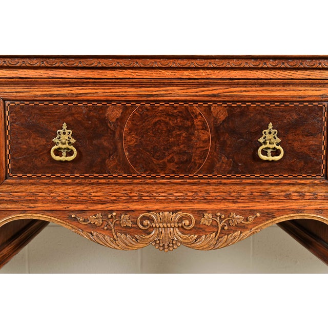 Early Romweber Antique English Jacobean Carved Oak and Burl Wood Sideboard, Circa 1900 For Sale - Image 11 of 18