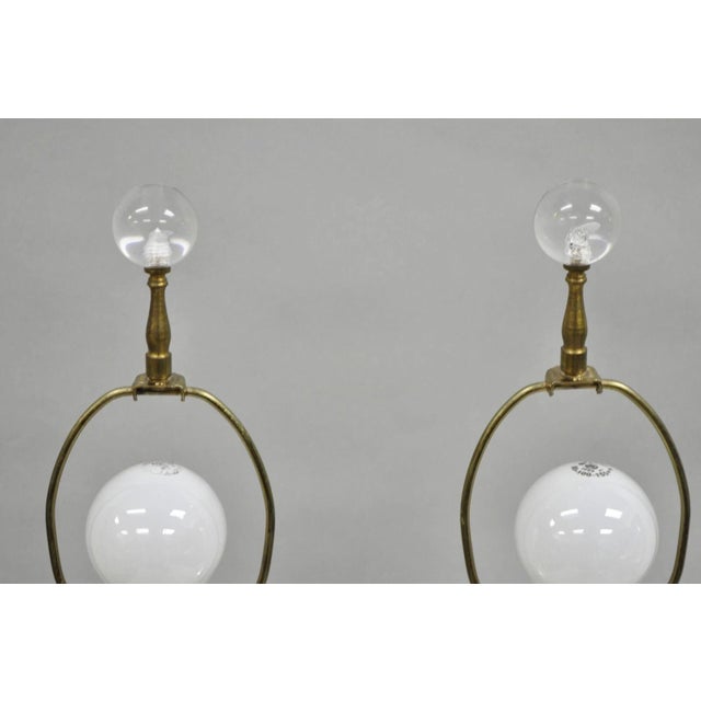 Mid 20th Century Vintage Art Deco Style Acrylic Lucite Sphere Tapered Table Lamps - A Pair For Sale - Image 4 of 12