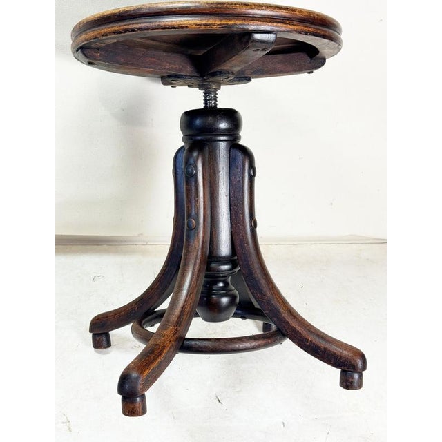 Art Deco Adjustable Piano Stool from Fischel, Former Czechoslovakia, 1920s For Sale - Image 3 of 7