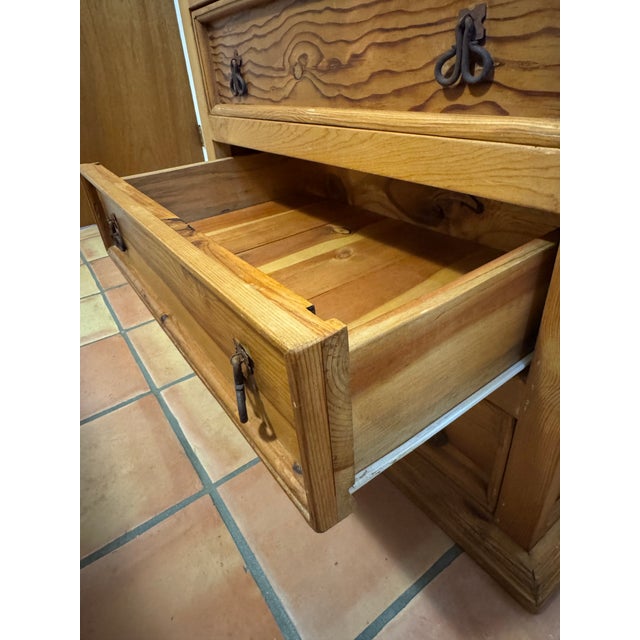 Brown Late 20th Century Mexican Solid Pine Hacienda Five-Drawer Dresser For Sale - Image 8 of 13
