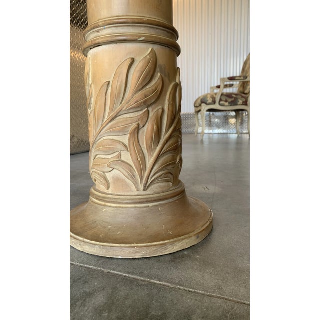Vintage Karges Carved Wood Paint Decorated, Corinthian Pedestal /Column For Sale - Image 9 of 12