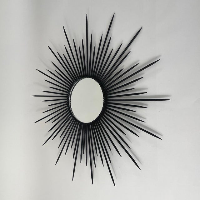 Brutalist Black Wrought Iron Sunburst Mirror, France, 1950s For Sale - Image 10 of 17