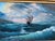 Signed Large Oil Painting Canvas Seascape With Gold Frame For Sale - Image 4 of 12