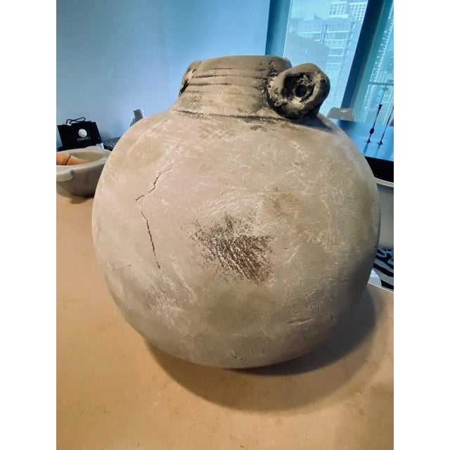 Gray Sculptural Handcrafted Ceramic Vessel With Curved Profile and Organic Texture For Sale - Image 8 of 13