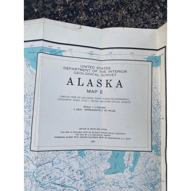 Illustration 1950s Large Scale Paper Map of Alaska For Sale - Image 3 of 6