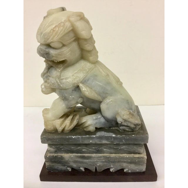 Vintage Chinese Art Soapstone Guard Lion For Sale - Image 5 of 11