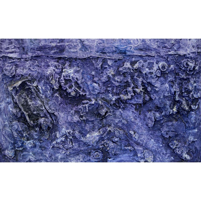 Mid Century Textural Color-Field Abstract in Royal Blue-Purple by Peter Witwer For Sale In Monterey, CA - Image 6 of 8