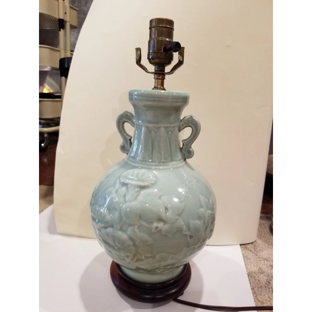 Chinese Vintage Chinese Celedon Lamp For Sale - Image 3 of 8