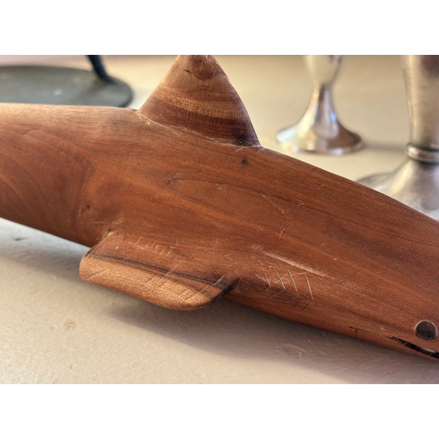 Vintage Hand-Carved Wood Shark Folk Art Sculpture For Sale - Image 12 of 16