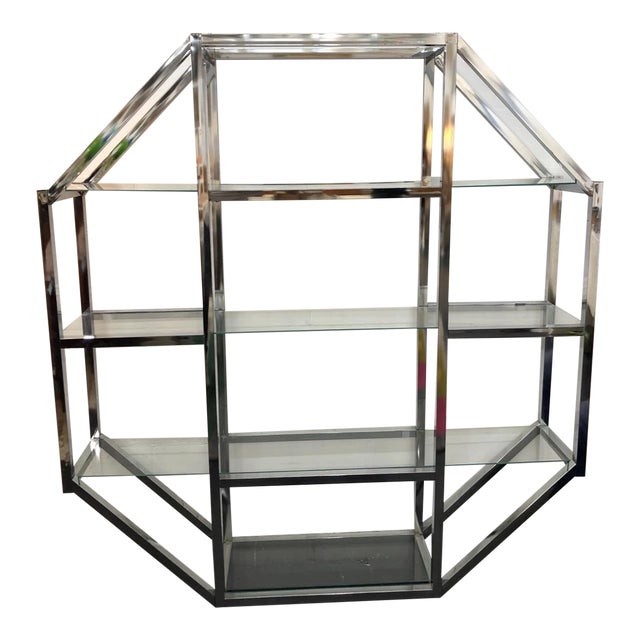 Postmod Chrome & Glass Octagonal Etagere For Sale