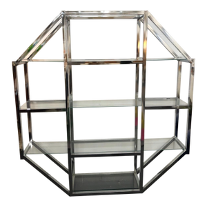 Postmod Chrome & Glass Octagonal Etagere