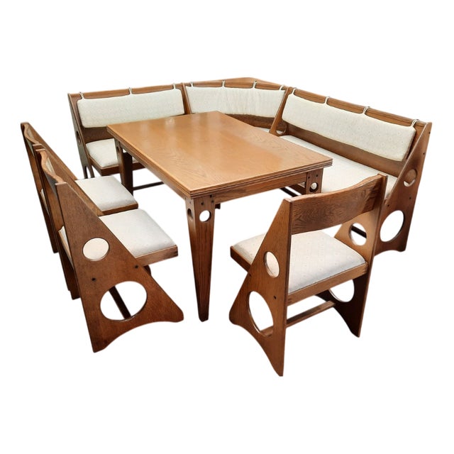 Dining Room Set by Gilbert Marklund for Furusnickarn, Sweden, 1970s, Set of 5 For Sale