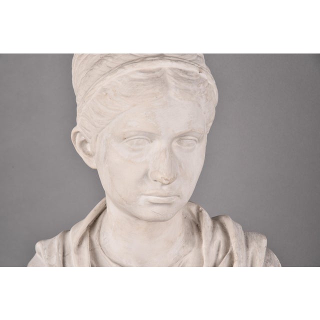 Vintage Plaster Bust of a Woman in Classical Drapery For Sale - Image 12 of 12