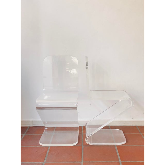 Acrylic Glass Zig Zag Chairs, Set of 2 For Sale - Image 4 of 18