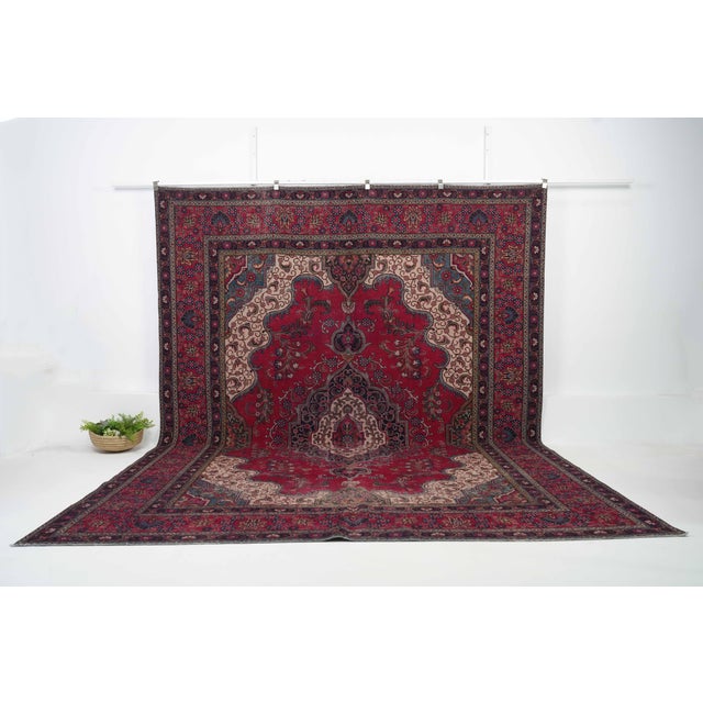 Vintage Persian Hand-Knotted area rug is a semi-antique vintage area rug. The '70s Eastern region of Persia's unique rug...