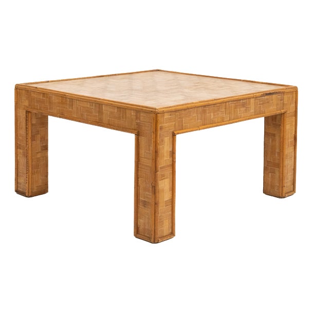 Mid-Century Modern Bamboo and Rattan Coffee Table, Italy, 1970s For Sale