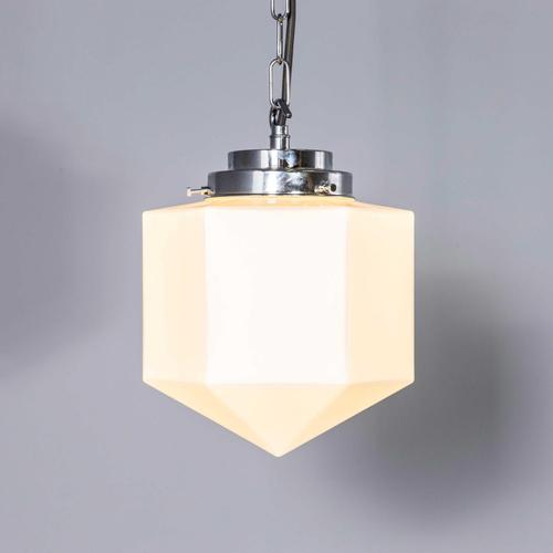 Mouth-Blown Opaline Glass Plumb Bob Pendant Lamp For Sale - Image 4 of 9