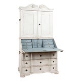 White Painted Danish Oak Tall Secretary Dated 1805 For Sale
