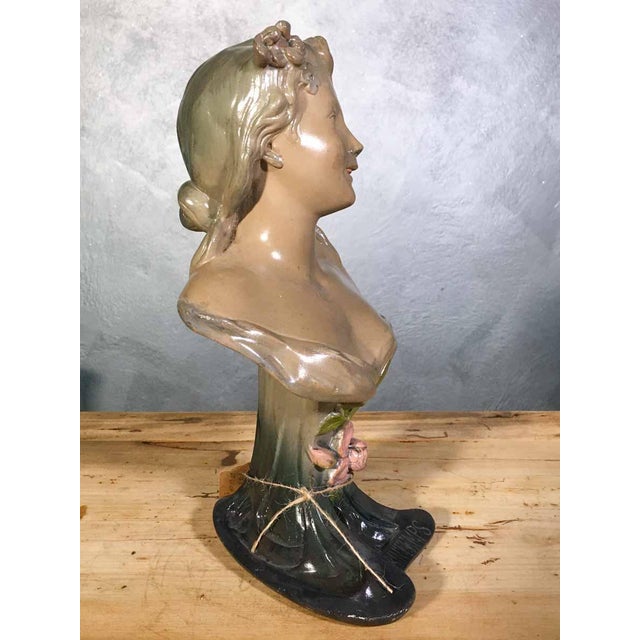 Art Nouveau Plaster Bust Statue of a Woman Spring by A. Traggiai, 1890s For Sale - Image 3 of 6