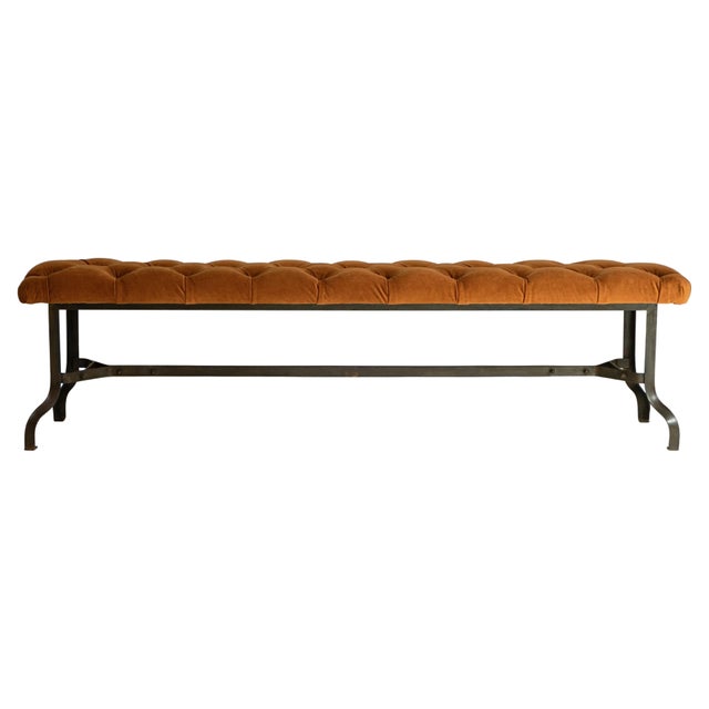 20th Century French Iron Bench With Upholstered Seat For Sale - Image 10 of 18