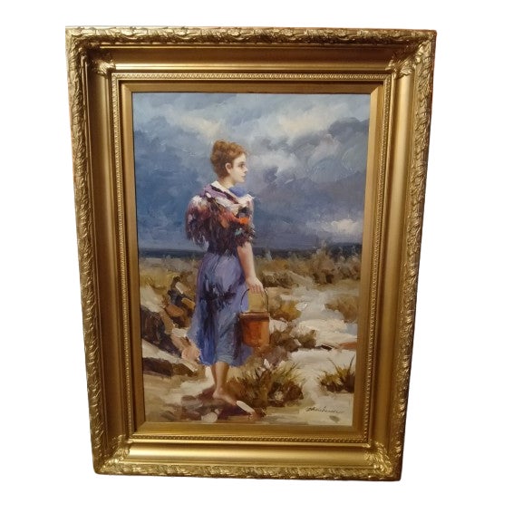 1980s Thow Luen Beautiful Large Orignal Painting For Sale