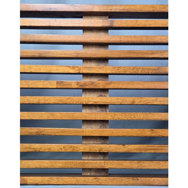 Solid Walnut Slat Bench or Coffee Table, Mid Century George Nelson Style For Sale - Image 11 of 16