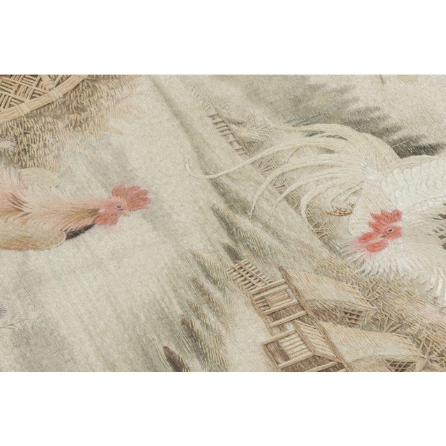 Late 18th Century Antique Japanese Pictorial Tapestry With Rooster in Landscape - Rug & Kilim For Sale - Image 5 of 7