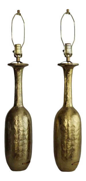 Mid 20th Century Patrick Coard Influence Brass Lamps - a Pair