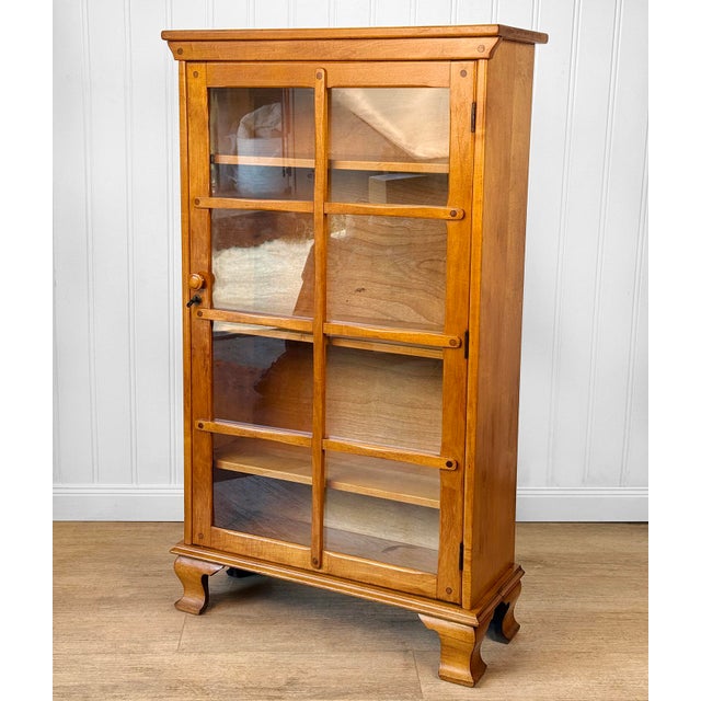 Antique Arts & Crafts Farmhouse Maple Slat Front Bookcase For Sale - Image 4 of 12