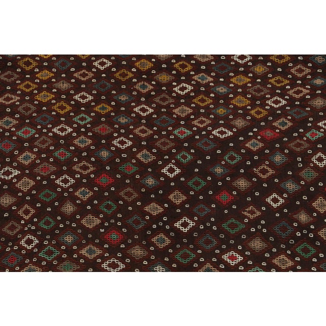 Vintage Tribal Kilim in Brown With Polychromatic Diamond Patterns by Rug & Kilim For Sale In New York - Image 6 of 7