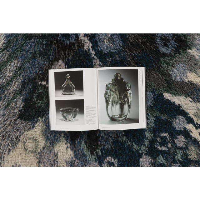 Navy Blue Vintage Swedish Rya Rug With Teal and Cream Abstract Pattern - Rug & Kilim For Sale - Image 8 of 9