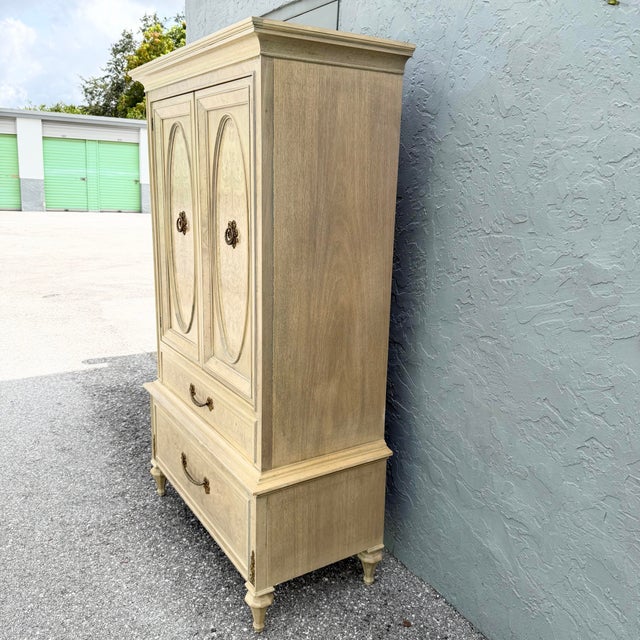 Vintage French Provincial Burlwood Armoire by Detroit Furniture For Sale In West Palm - Image 6 of 11