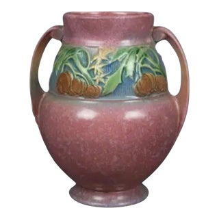 Vintage Roseville Baneda Art Pottery Double Handled Vase For Sale