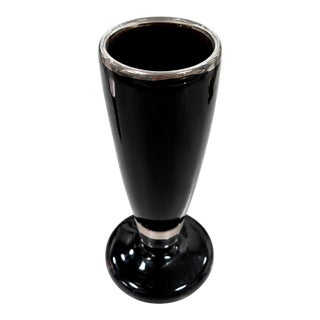 Vintage Mid-Century Modern Root Beer Amber Art Glass Pedestal Vase For Sale