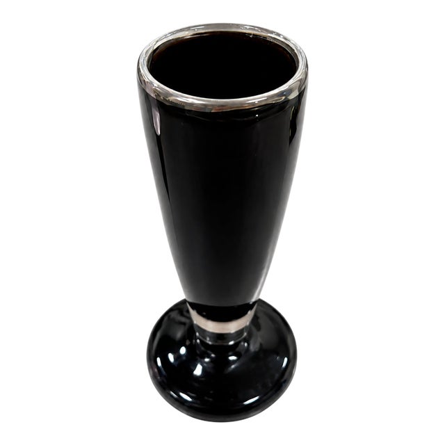 Vintage Mid-Century Modern Root Beer Amber Art Glass Pedestal Vase For Sale