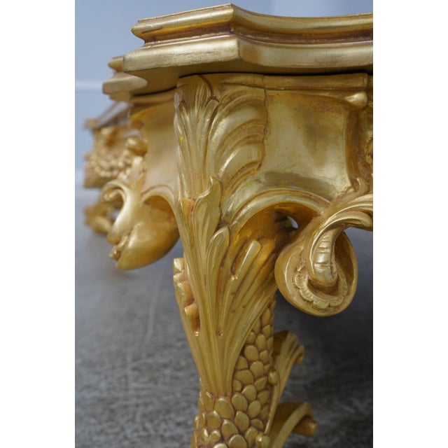 Outstanding Gold Gilt Baroque Style Coffee Cocktail Table For Sale - Image 9 of 13