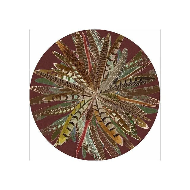 Contemporary Nicolette Mayer Pheasant Feathers Porto 16" Round Pebble Placemats, Set of 4 For Sale - Image 3 of 3