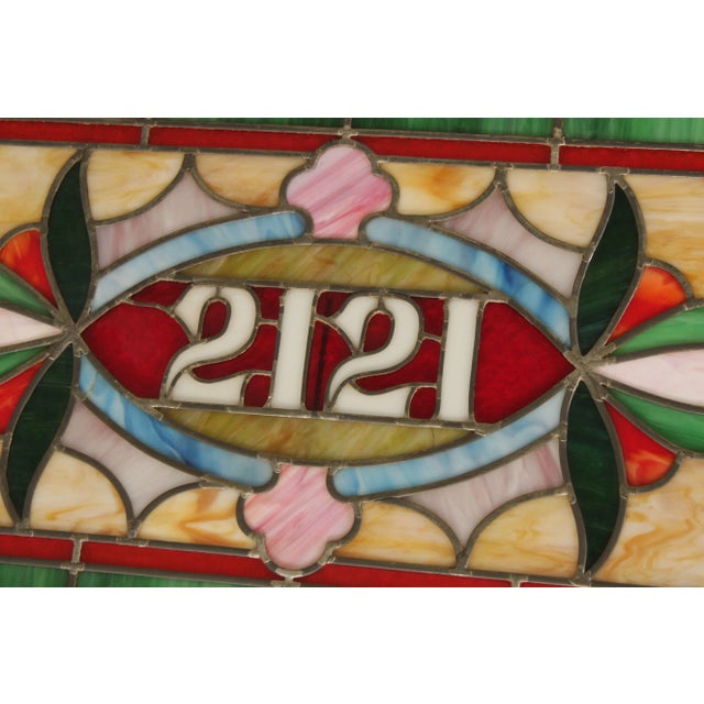 Vintage Stained Glass Transom Window or Hanging Decor For Sale In Philadelphia - Image 6 of 13