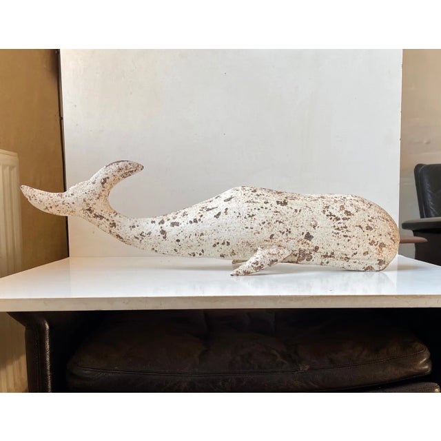 Vintage interpretation of Herman Melville's Moby Dick. The great white whale. It is executed in sheet iron and measures 64...