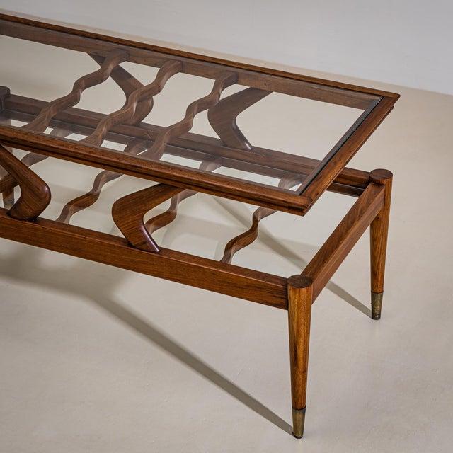 Mid-Century Modern Coffee Table, Wood and Glass, Italy, 1950s Design For Sale - Image 9 of 18