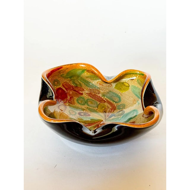 1950s Mid Century Modernist Italian Multicolor Confetti Murano Style Art Glass Freeform Decorative Bowl For Sale - Image 10 of 15