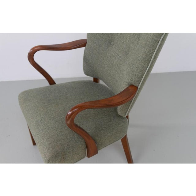 Danish Green Armchair by Alfred Christensen for Slagelse Møbelværk, 1940s For Sale - Image 11 of 18