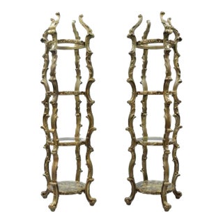 Mid 20th Century Hollywood Regency Syroco French Étagère/Display-A Pair For Sale