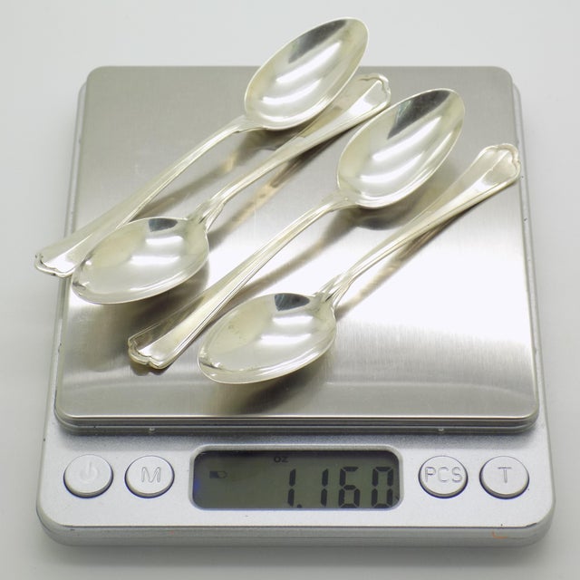 Vintage Italian Handmade Genuine Silver Sugar Spoons, 1970s, Set of 4 For Sale - Image 10 of 12