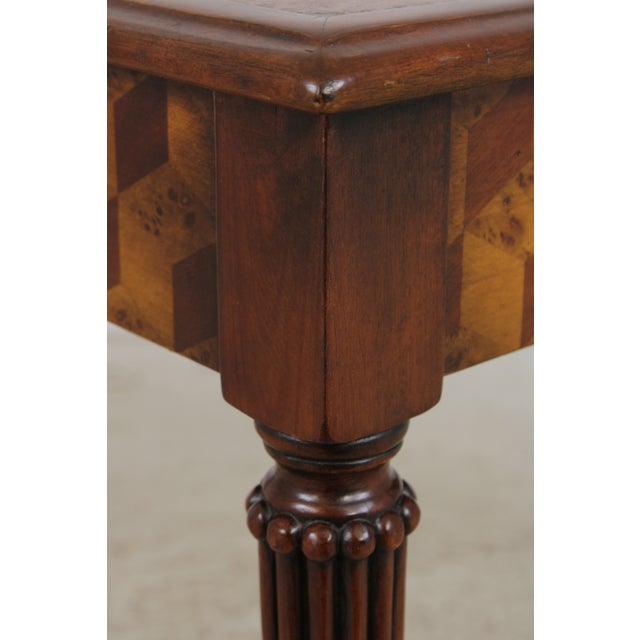 Theodore Alexander Attributed Marquetry Inlaid Leather Top Writing Desk For Sale - Image 15 of 17